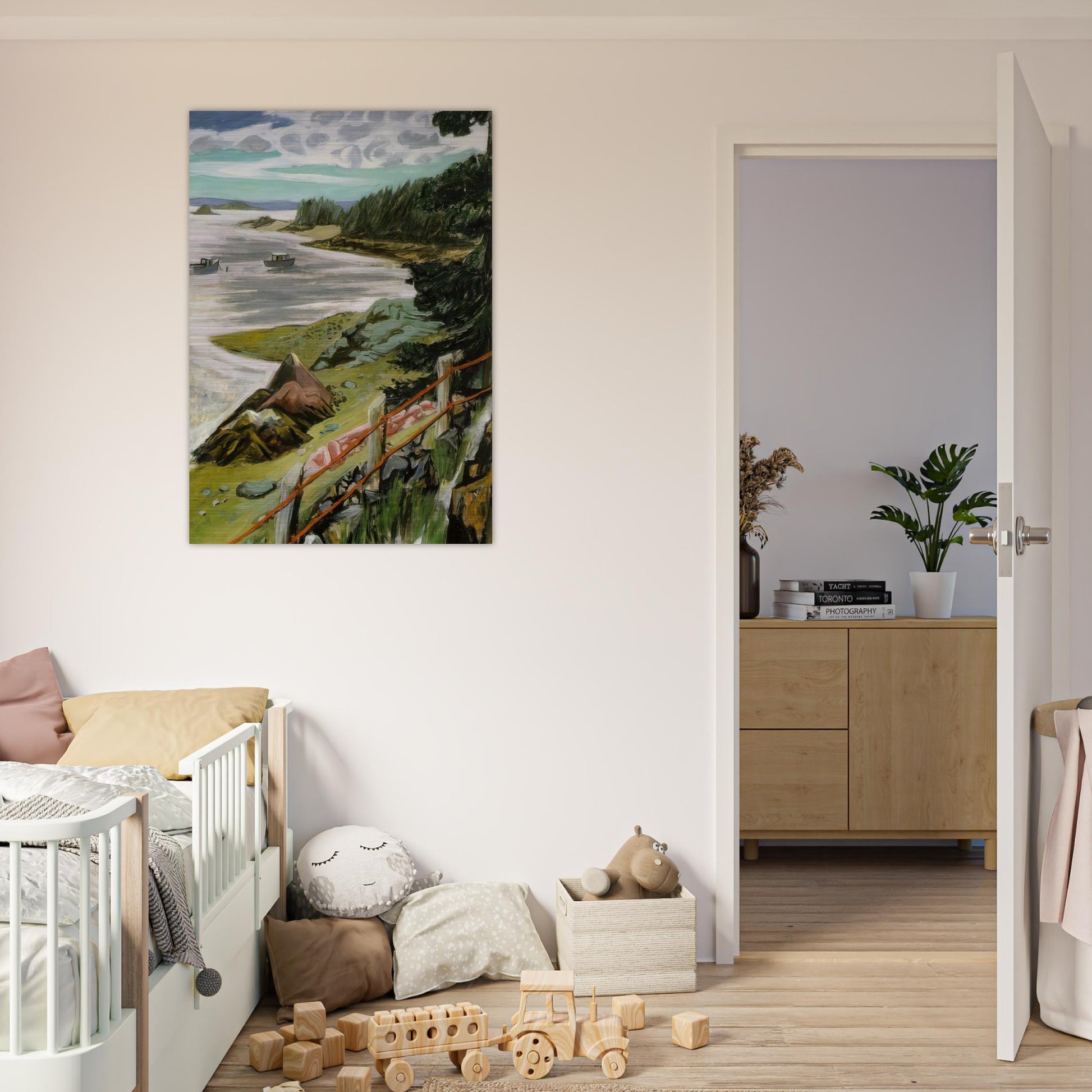 RED CABLES 1940 - Fairfield Porter Brushed Aluminum Print - 70x100 cm / 28x40 inches | Fairfield Porter Aluminum Print | Fairfield Porter Prints
