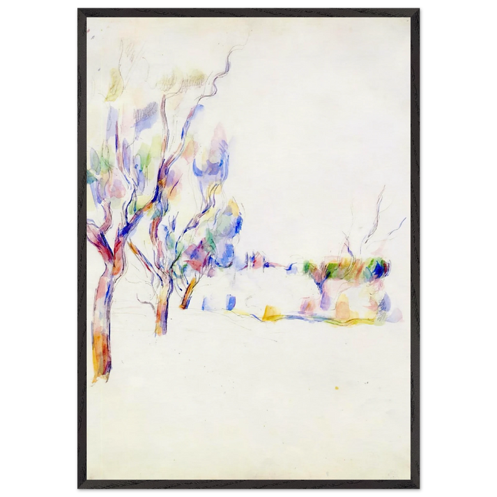 Almond Trees in Provence - Paul Cezanne 70x100 cm / 28x40 inches Framed Art Print – Black Wooden Frame