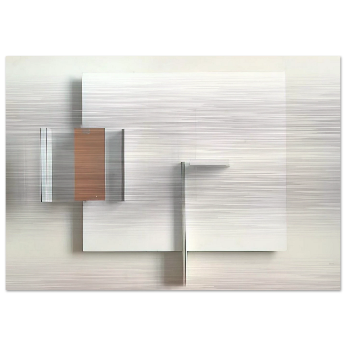 Abstract in White, Black and Ochre - 1962 - Victor Pasmore Brushed Aluminum Print - 70x100 cm / 28x40 inches | Victor Pasmore Aluminum Print | Victor Pasmore Prints