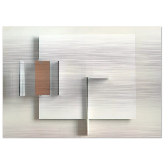 Abstract in White, Black and Ochre - 1962 - Victor Pasmore Brushed Aluminum Print - 70x100 cm / 28x40 inches | Victor Pasmore Aluminum Print | Victor Pasmore Prints