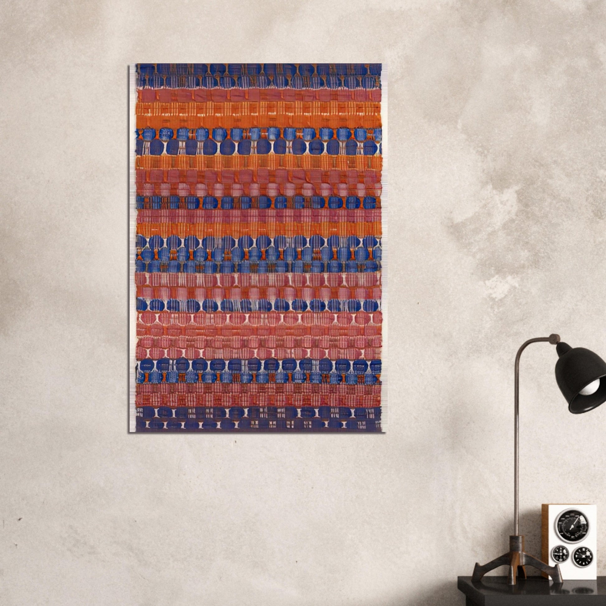RED AND BLUE LAYERS 1954 - Anni Albers Brushed Aluminum Print - 70x100 cm / 28x40 inches | Anni Albers Aluminum Print | Anni Albers Prints