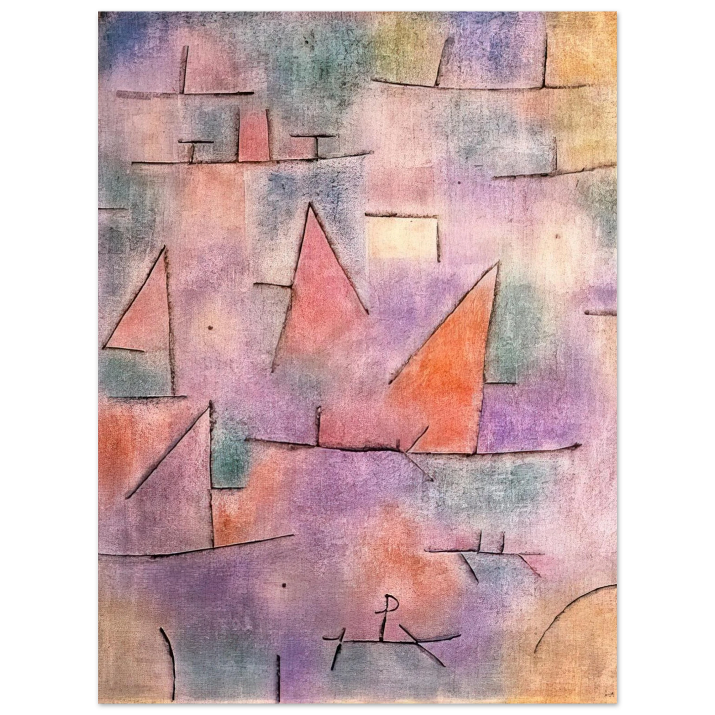 Paul Klee - HARBOUR WITH SAILING SHIPS 1937  75x100 cm / 30x40inches Fine Art Poster