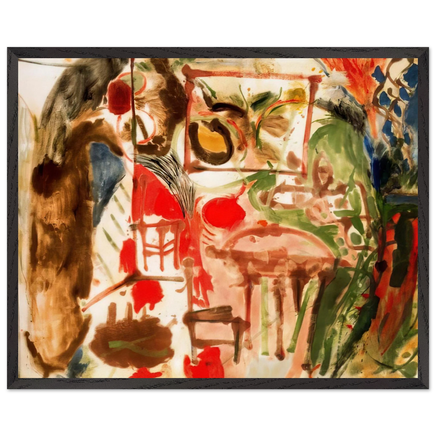 Helen Frankenthaler - Interior - 1957 Wall art - 21x29.7 cm / 8x12" - Premium Wooden Framed Poster With Fine Art Paper-canvas - Black frame