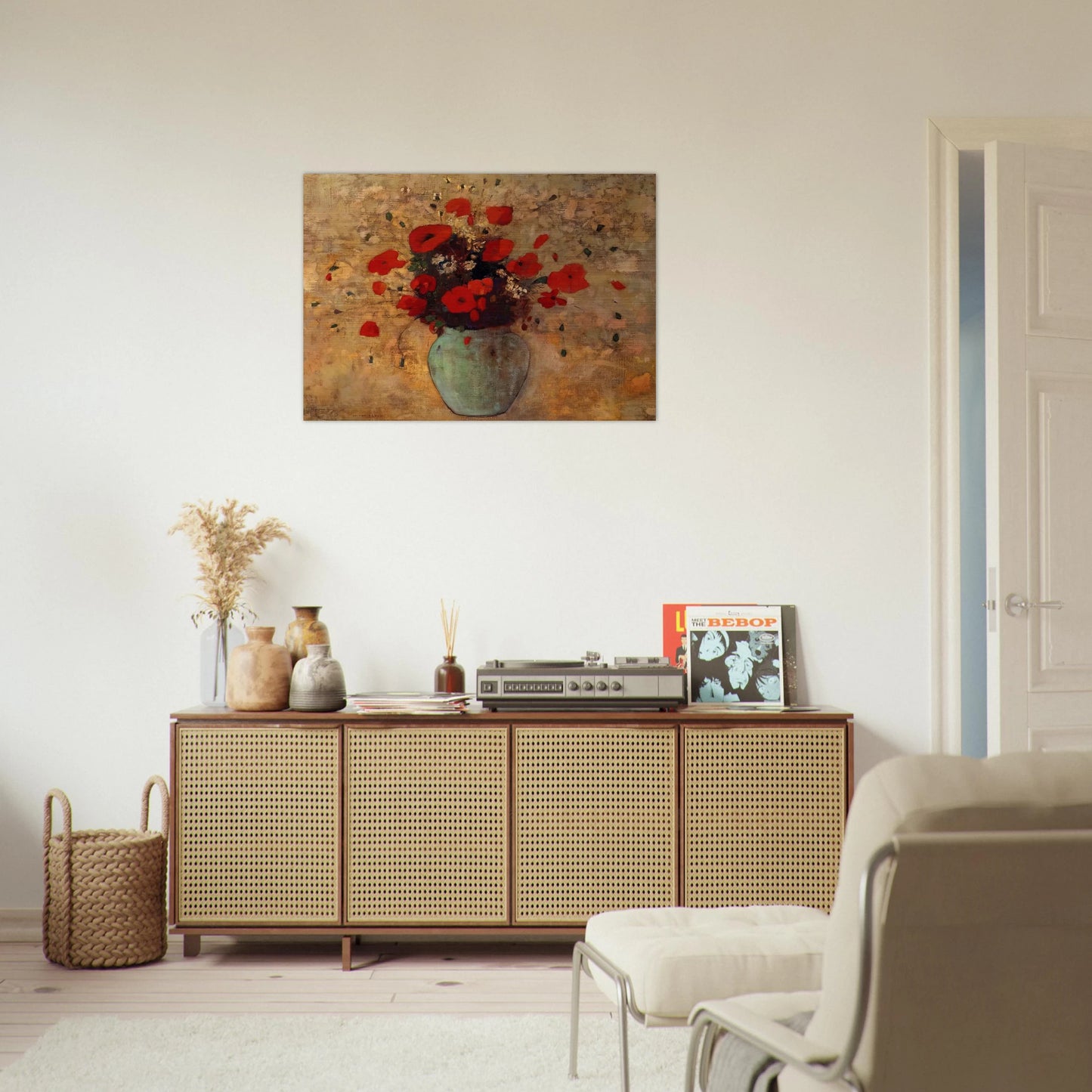 VASE OF POPPIES - Odilon Redon Brushed Aluminum Print - 70x100 cm / 28x40 inches | Odilon Redon Aluminum Print | Odilon Redon Prints