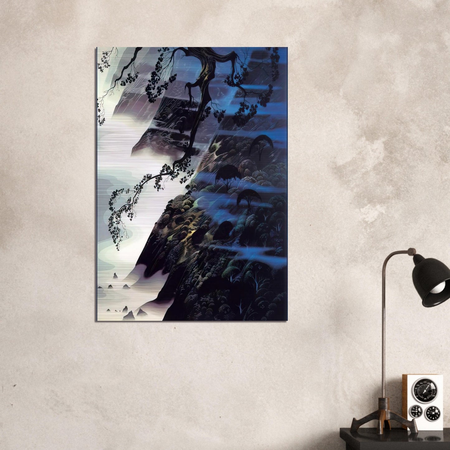 Sea Wind and Fog - Eyvind Earle Brushed Aluminum Print - 70x100 cm / 28x40 inches | Eyvind Earle Aluminum Print | Eyvind Earle Prints