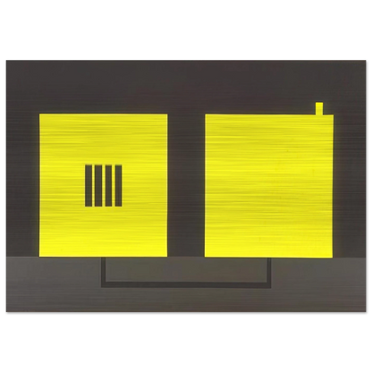 Prison  Cell with Smokestack  Conduit - 1985 - Peter Halley Brushed Aluminum Print - 70x100 cm / 28x40 inches | Peter Halley Aluminum Print | Peter Halley Prints