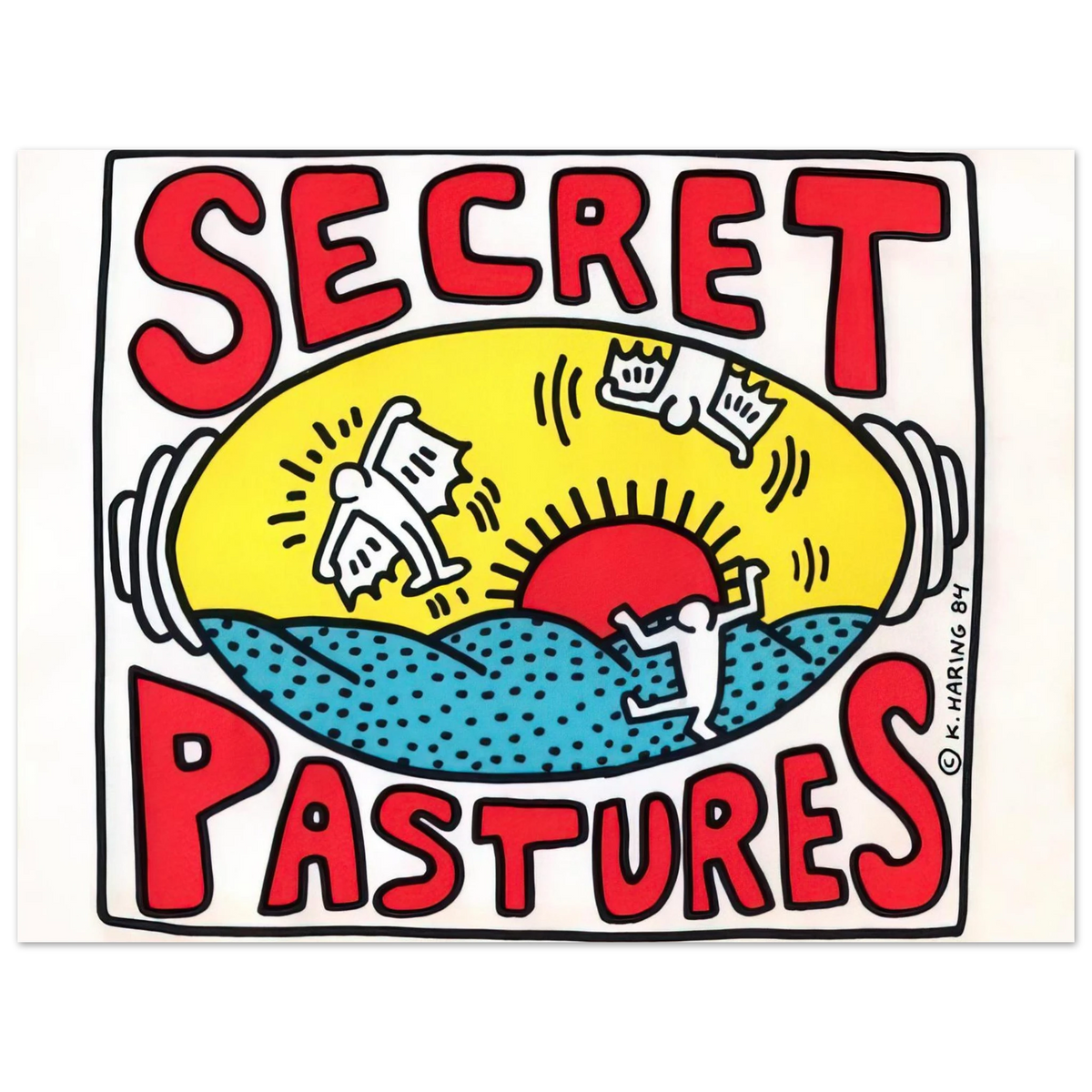 Keith Haring - PROMOTIONAL POSTER FOR SECRET PASTURES 1984  75x100 cm / 30x40inches Fine Art Poster | Keith Haring Art For Sale