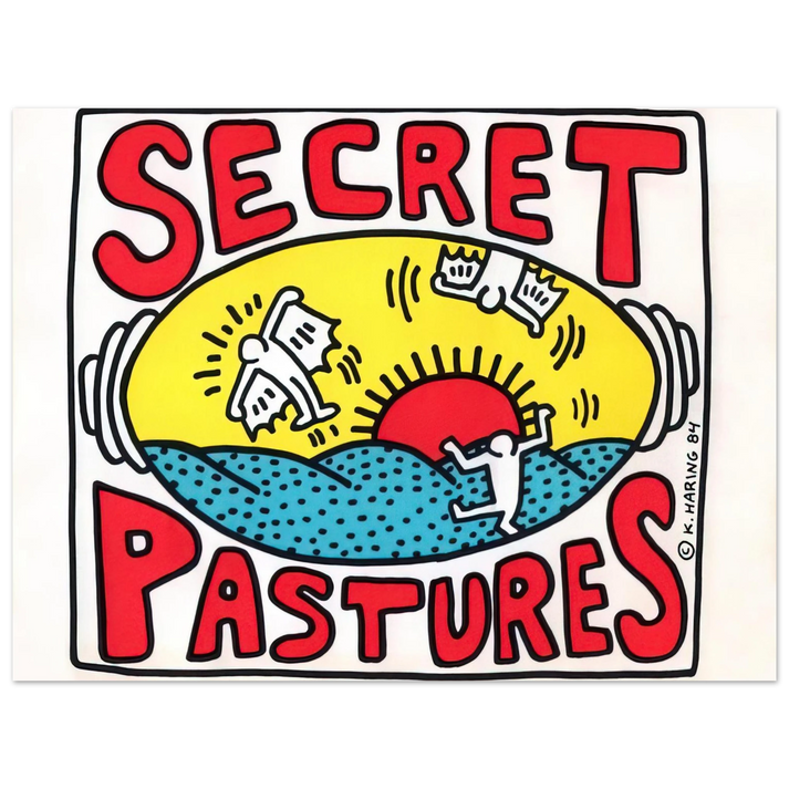 Keith Haring - PROMOTIONAL POSTER FOR SECRET PASTURES 1984  75x100 cm / 30x40inches Fine Art Poster | Keith Haring Art For Sale