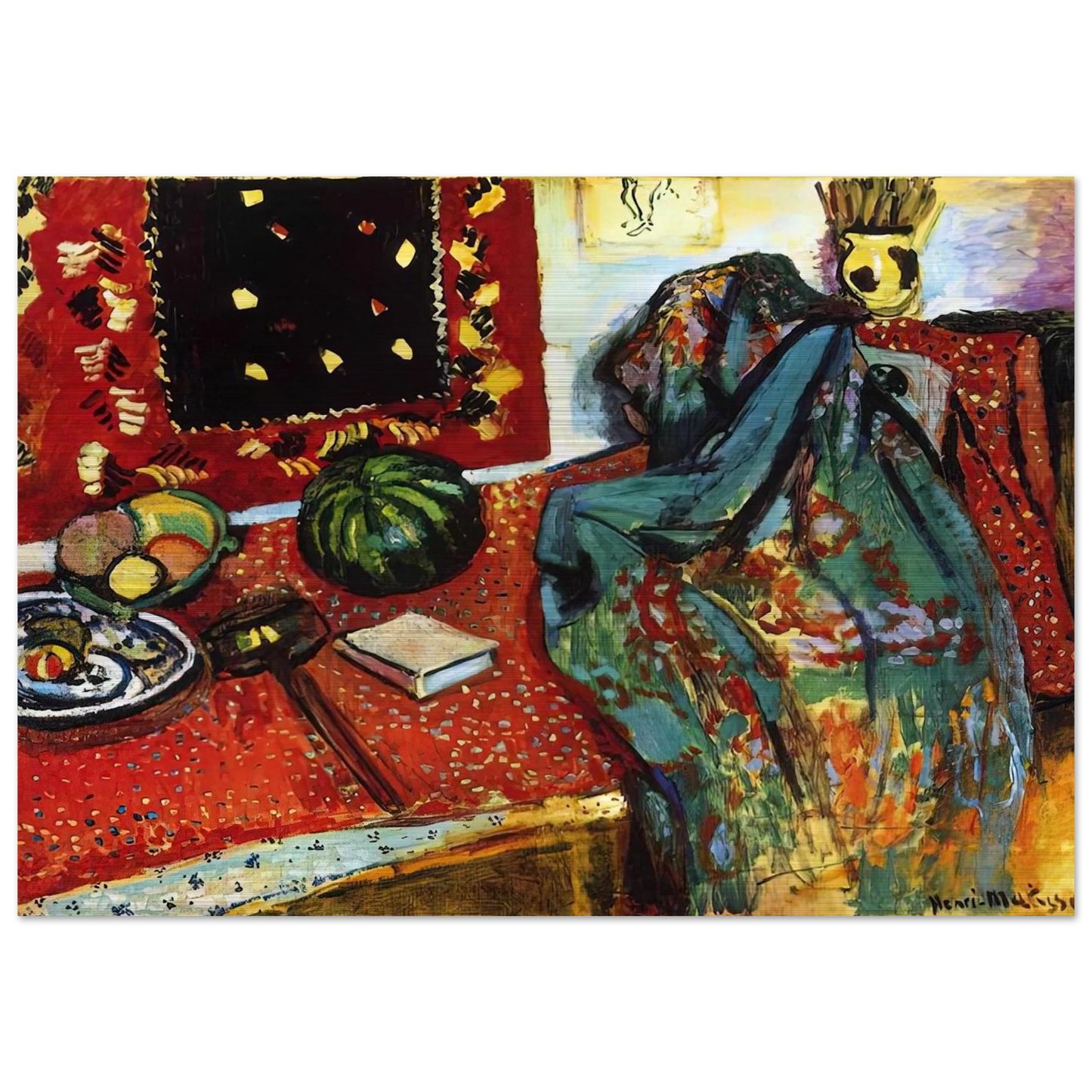 STILL LIFE WITH A RED RUG 1906 - Henri Matisse Brushed Aluminum Print - 70x100 cm / 28x40 inches | Henri Matisse Aluminum Print | Henri Matisse Prints