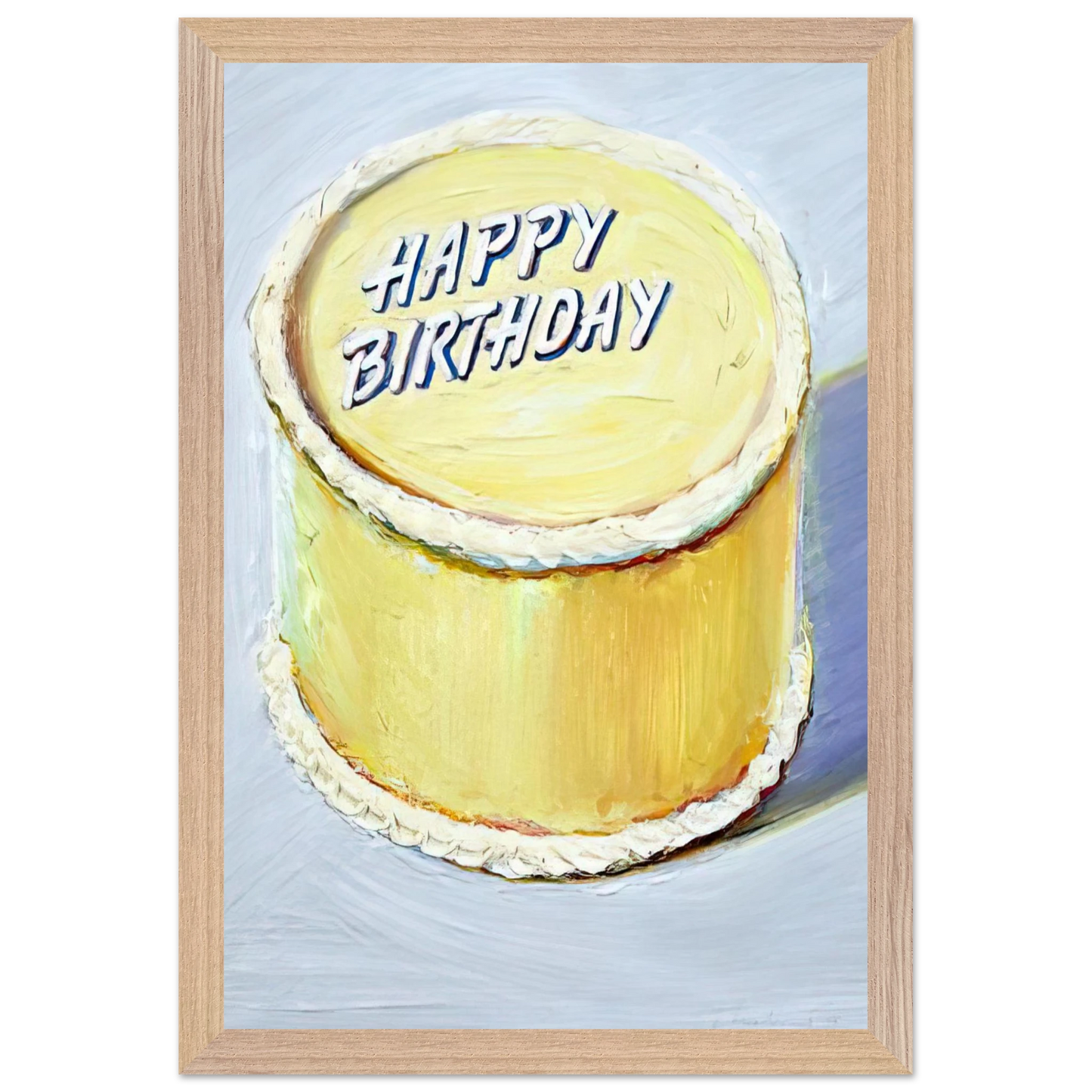 Wayne Thiebaud - Happy Birthday Cake - 1975 Wall Art - 60x80 cm / 24x32 inches - Premium Wooden Framed Poster With Fine Art Paper - Black frame