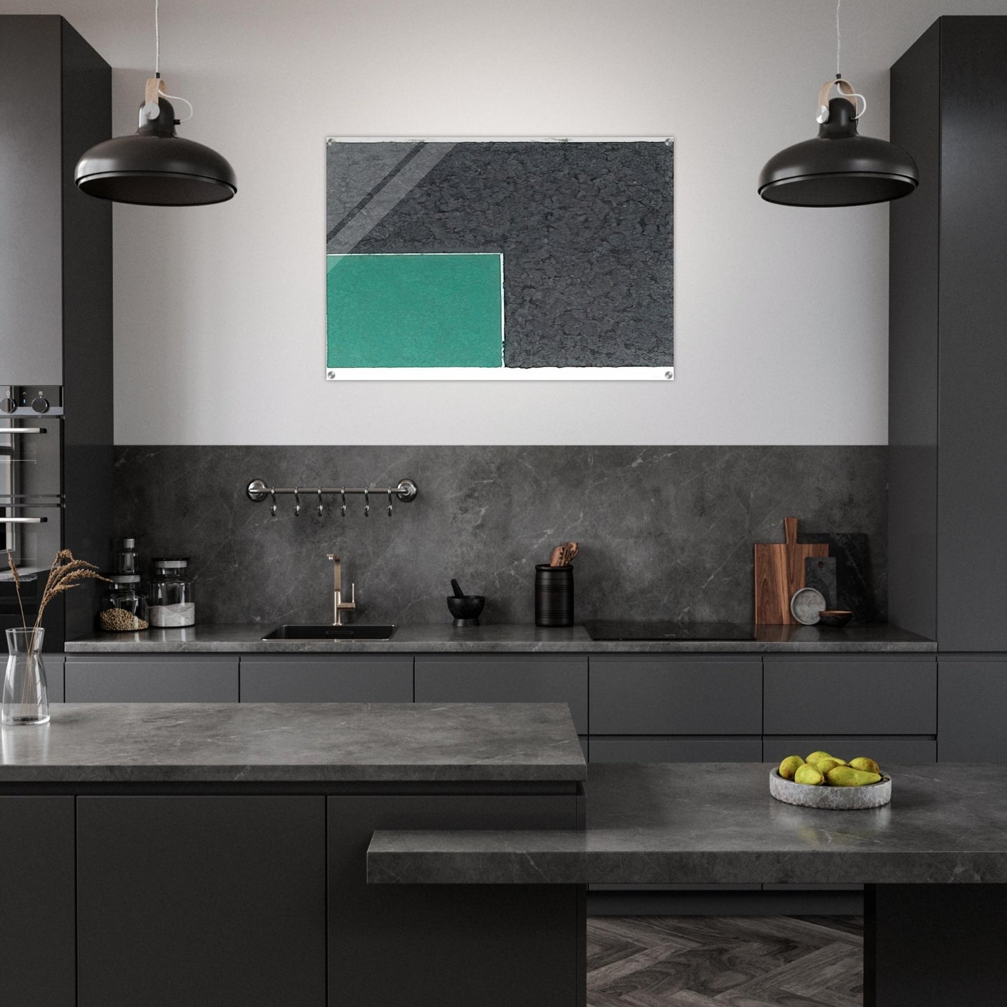 Colored Paper Image XVIII  Green Square with Grey  - Ellsworth Kelly Acrylic Print - 70x100 cm / 28x40″ inches