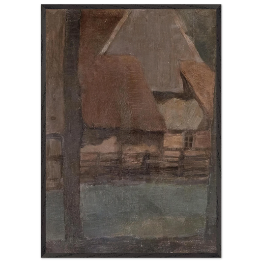 Gable Farm with trees - Piet Mondrian 70x100 cm / 28x40 inches Framed Art Print – Black Wooden Frame