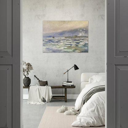 Ice, Lock Port Villez - claude monet Brushed Aluminum Print - 70x100 cm / 28x40 inches | claude monet Aluminum Print | claude monet Prints