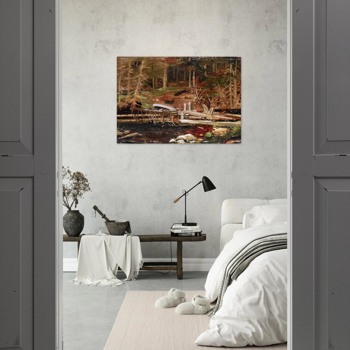 OLD LUMBER DAM ALGONQUIN PARK 1912 - Tom Thomson Brushed Aluminum Print - 70x100 cm / 28x40 inches | Tom Thomson Aluminum Print | Tom Thomson Prints