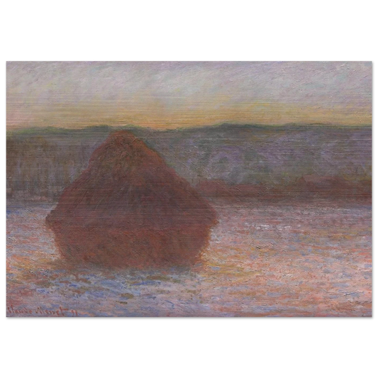 Stack of Wheat Thaw, Sunset - claude monet Brushed Aluminum Print - 70x100 cm / 28x40 inches | claude monet Aluminum Print | claude monet Prints