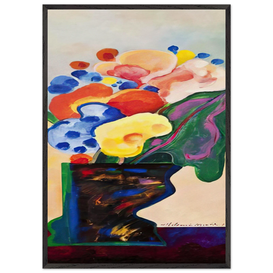 Vase With Flowers - 1990 - Aldemir Martins 70x100 cm / 28x40 inches Framed Art Print – Black Wooden Frame