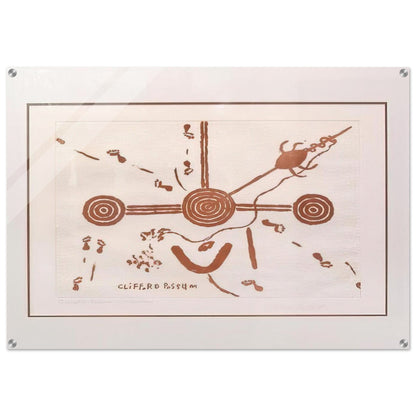Ngarlu, Love Story - 1994 - Clifford Possum Tjapaltjarri Acrylic Print - 70x100 cm / 28x40″ inches