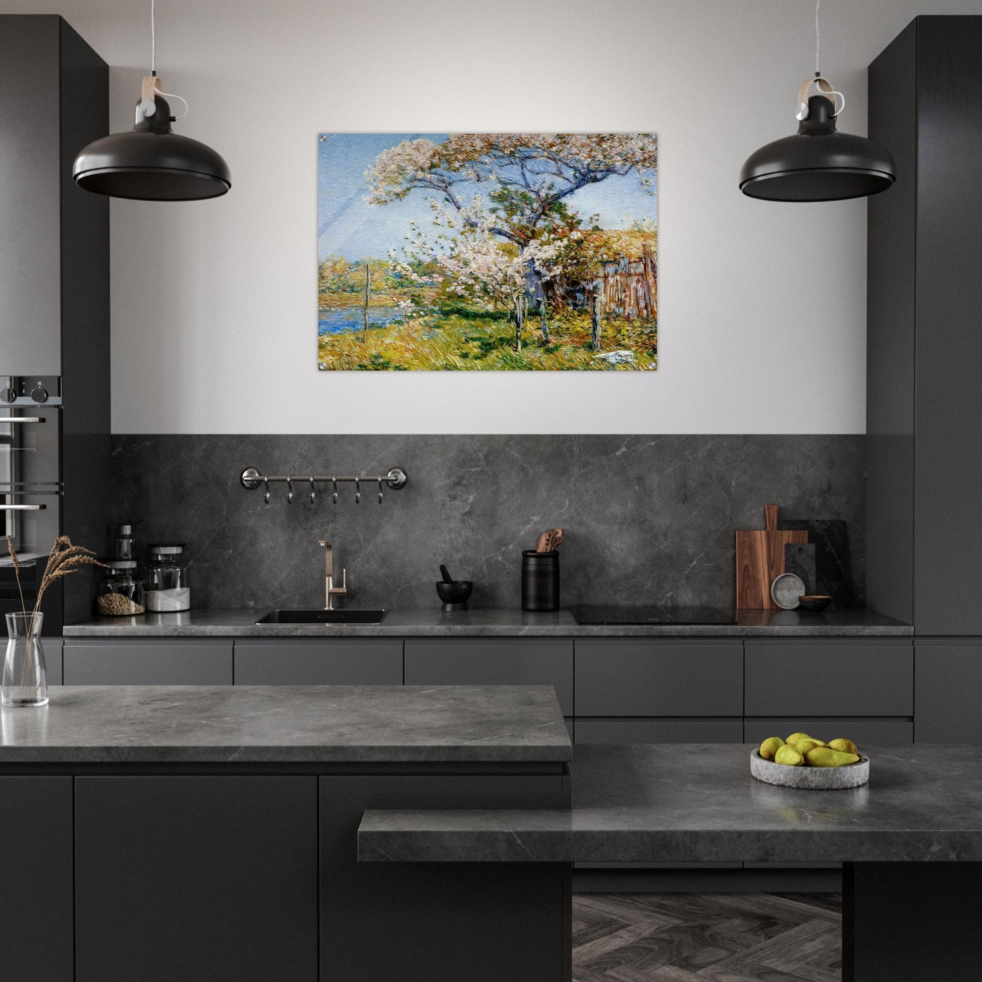 Apple Trees in Bloom, Old Lyme - Childe Hassam Acrylic Print - 70x100 cm / 28x40″ inches