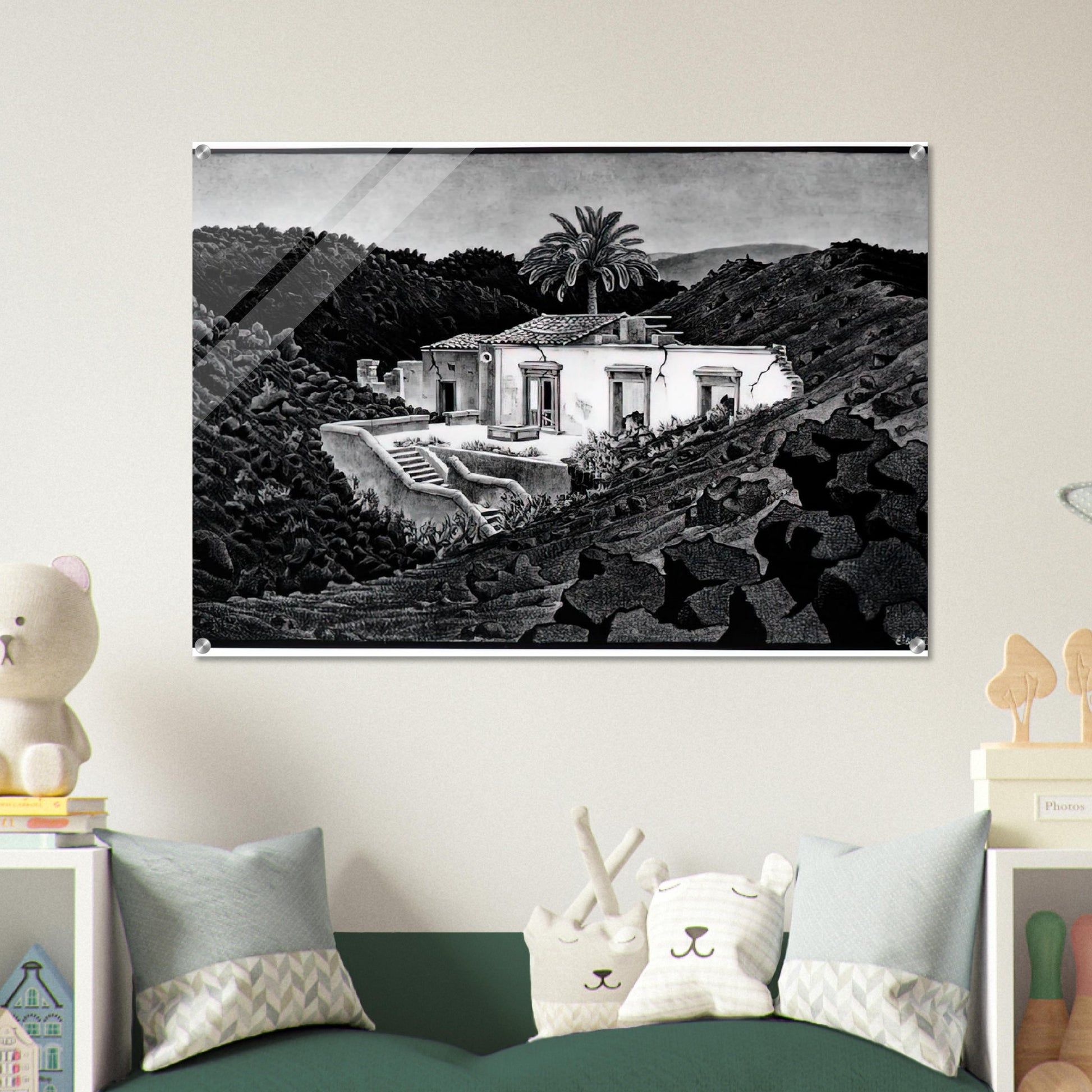 HOUSE IN THE LAVA NEAR NUNZIATA - MC Escher Acrylic Print - 70x100 cm / 28x40″ inches | Maurits Cornelis Escher Prints