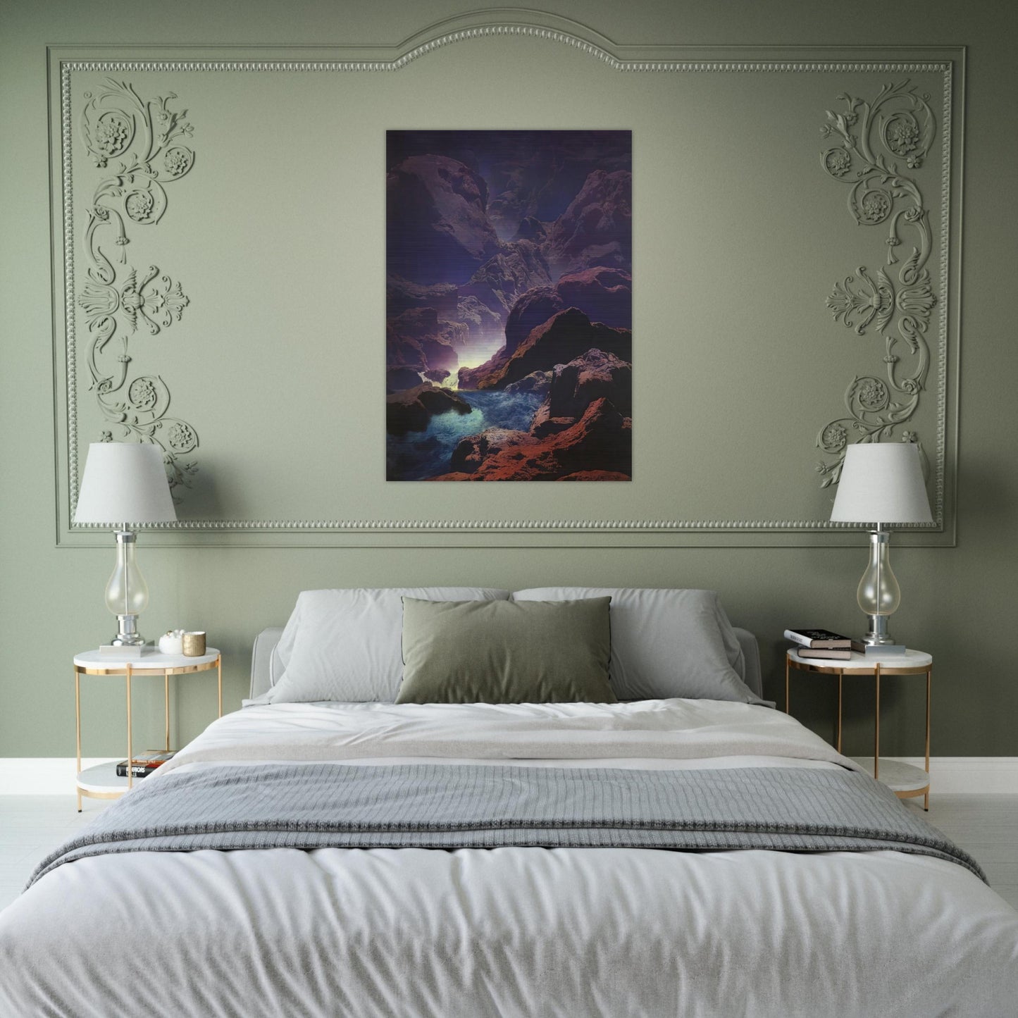 Moonlight - Maxfield Parrish Brushed Aluminum Print - 70x100 cm / 28x40 inches | Maxfield Parrish Aluminum Print | Maxfield Parrish Prints