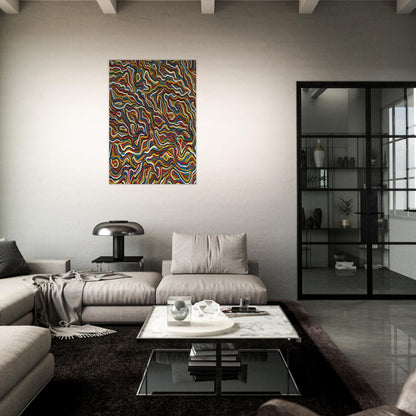 Squiggly Brushstrokes Olive - Sol LeWitt Brushed Aluminum Print - 70x100 cm / 28x40 inches | Sol LeWitt Aluminum Print | Sol LeWitt Prints
