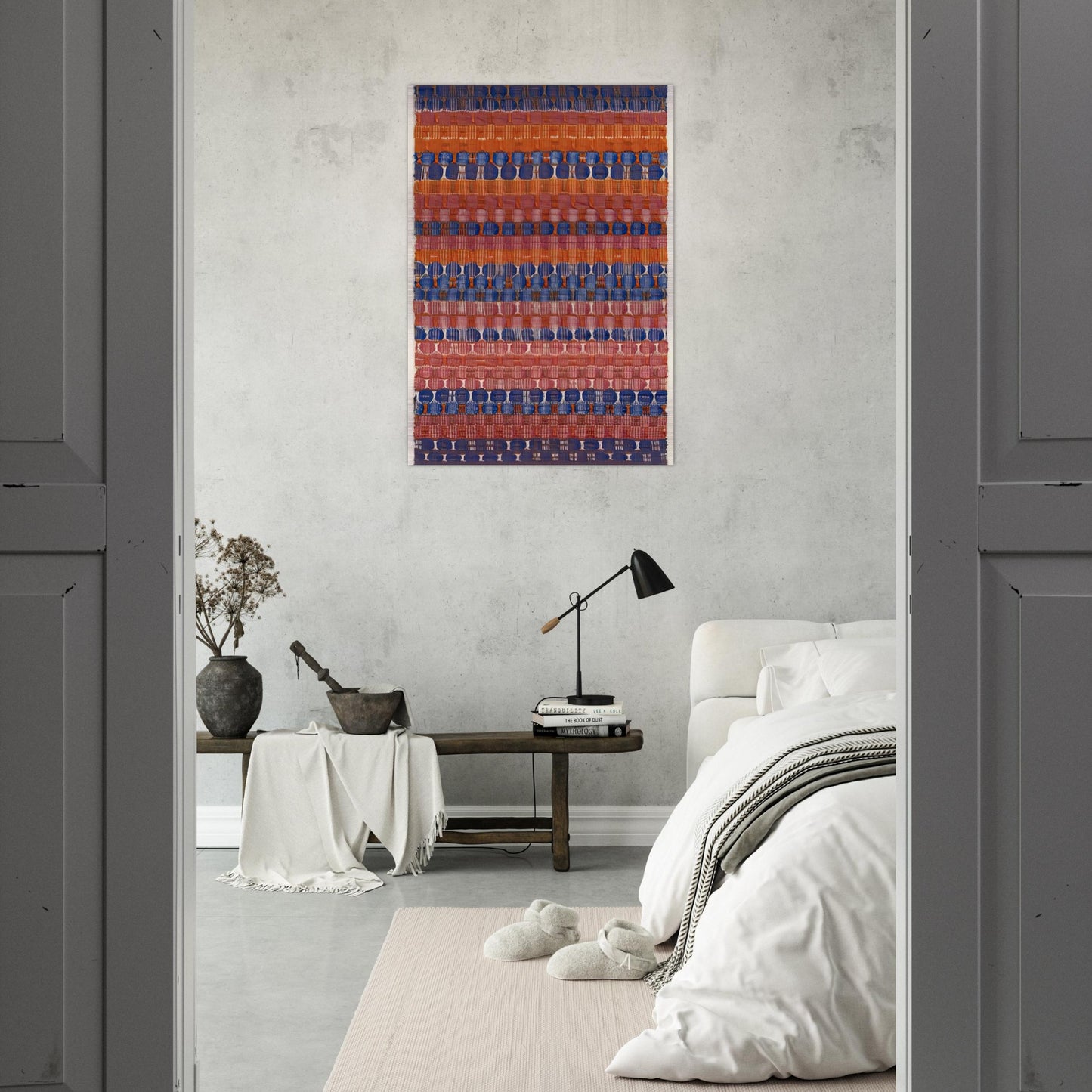 RED AND BLUE LAYERS 1954 - Anni Albers Brushed Aluminum Print - 70x100 cm / 28x40 inches | Anni Albers Aluminum Print | Anni Albers Prints