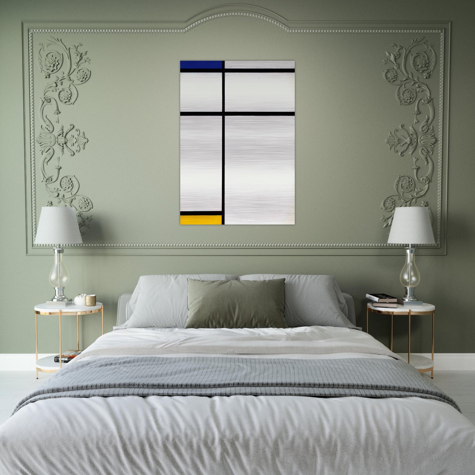 Composition III with Blue, Yellow and White - Piet Mondrian Brushed Aluminum Print - 70x100 cm / 28x40 inches | Piet Mondrian Aluminum Print | Piet Mondrian Prints