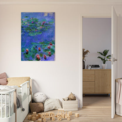 Water Lilies Red - claude monet Brushed Aluminum Print - 70x100 cm / 28x40 inches | claude monet Aluminum Print | claude monet Prints