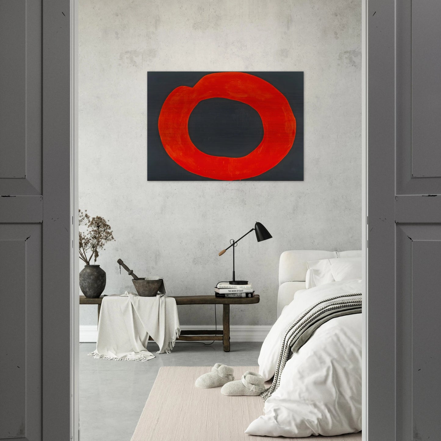 Red Circle on Black - 1965 - Jiro Yoshihara Brushed Aluminum Print - 70x100 cm / 28x40 inches | Jiro Yoshihara Aluminum Print | Jiro Yoshihara Prints