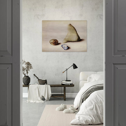 Pietra calcarea dalle Alpi Sveve Burgfelden, un pezzo di vetro grezzo dall’Adriatico Rimini, galle da Gubbio. Natale 38 - 1938 - Julius Bissier Brushed Aluminum Print - 70x100 cm / 28x40 inches | Julius Bissier Aluminum Print | Julius Bissier Prints