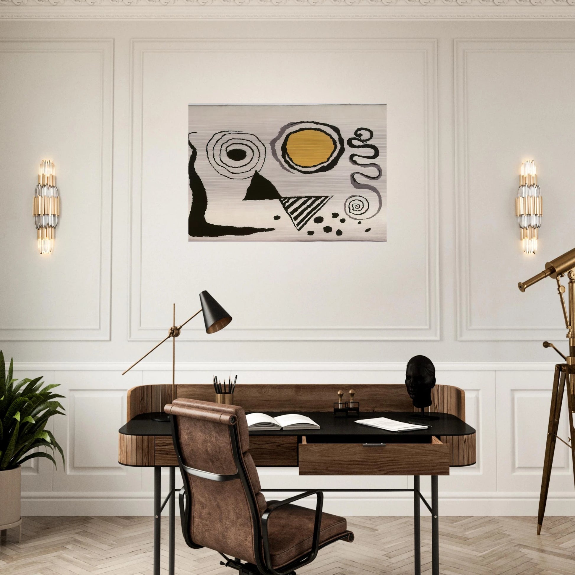 CERCLE JAUNE 1953 - Alexander Calder Brushed Aluminum Print - 70x100 cm / 28x40 inches | Alexander Calder Aluminum Print | Alexander Calder Prints