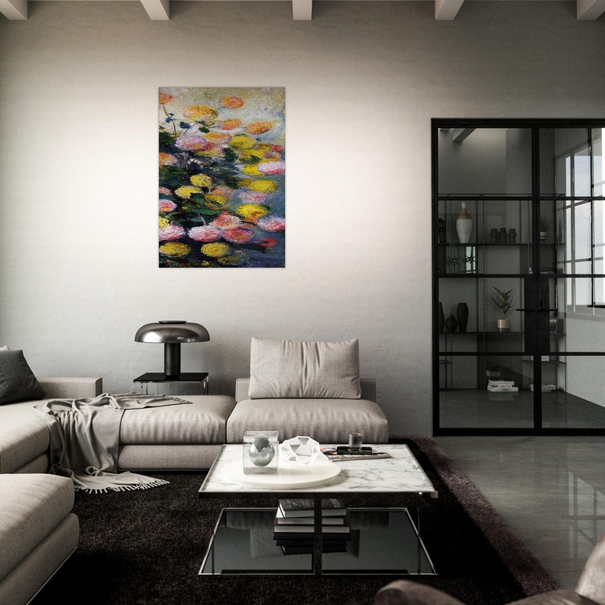 Dahlias 2 - claude monet Brushed Aluminum Print - 70x100 cm / 28x40 inches | claude monet Aluminum Print | claude monet Prints