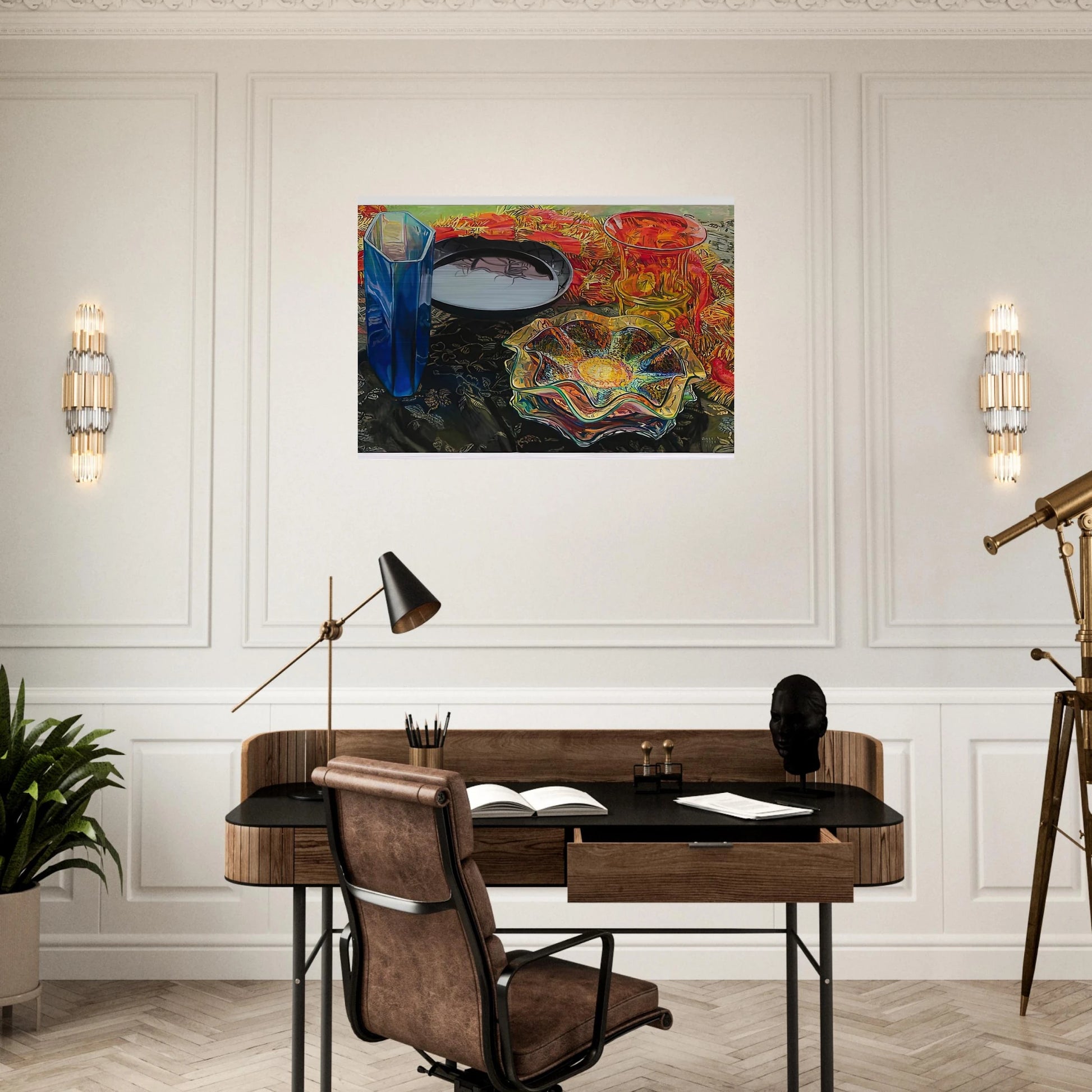 BLACK BOWL RED SCARF 2007 - Janet Fish Brushed Aluminum Print - 70x100 cm / 28x40 inches | Janet Fish Aluminum Print | Janet Fish Prints