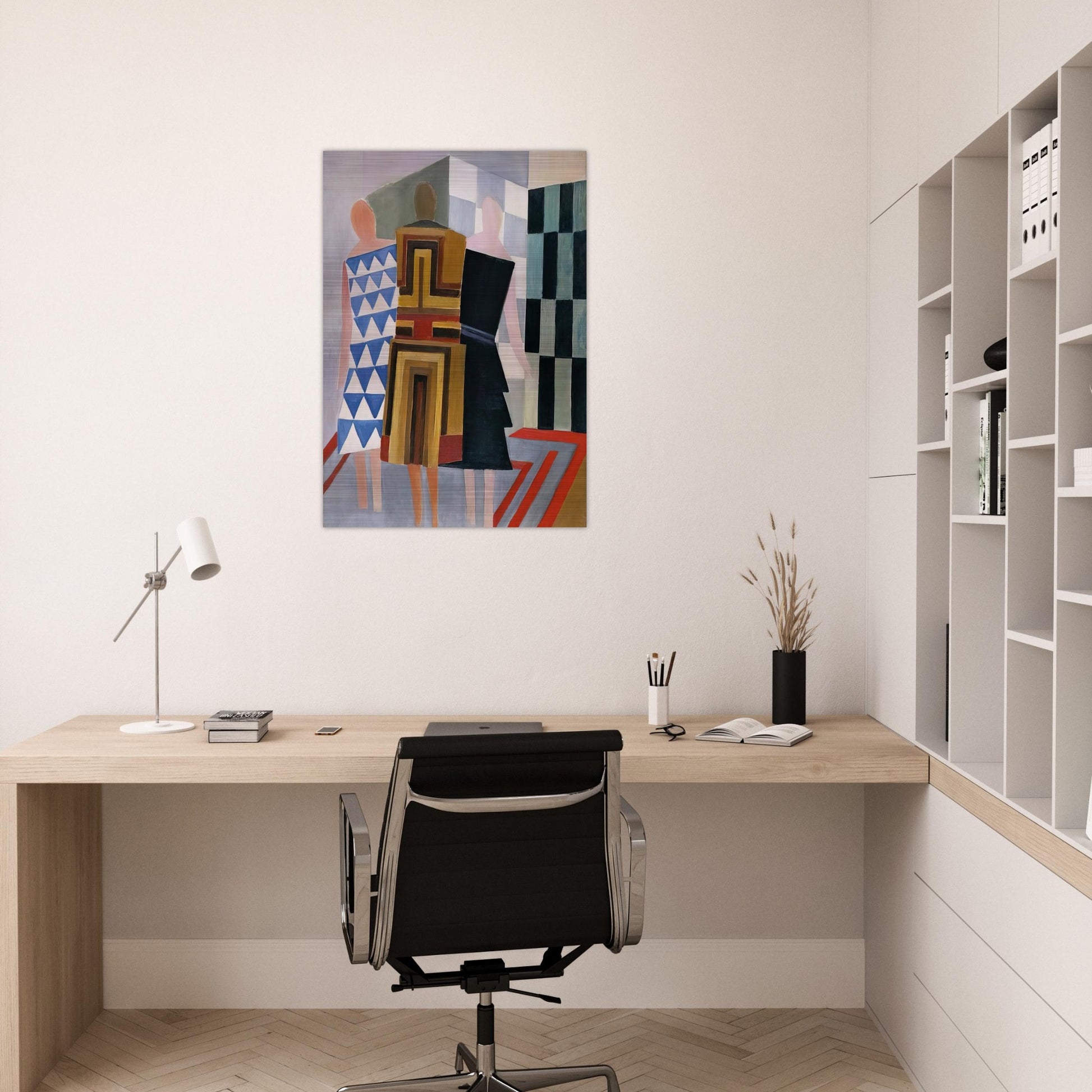 SIMULTANEOUS DRESSES THREE WOMEN FORMS COLOURS 1925 - Sonia Delaunay Brushed Aluminum Print - 70x100 cm / 28x40 inches | Sonia Delaunay Aluminum Print | Sonia Delaunay Prints
