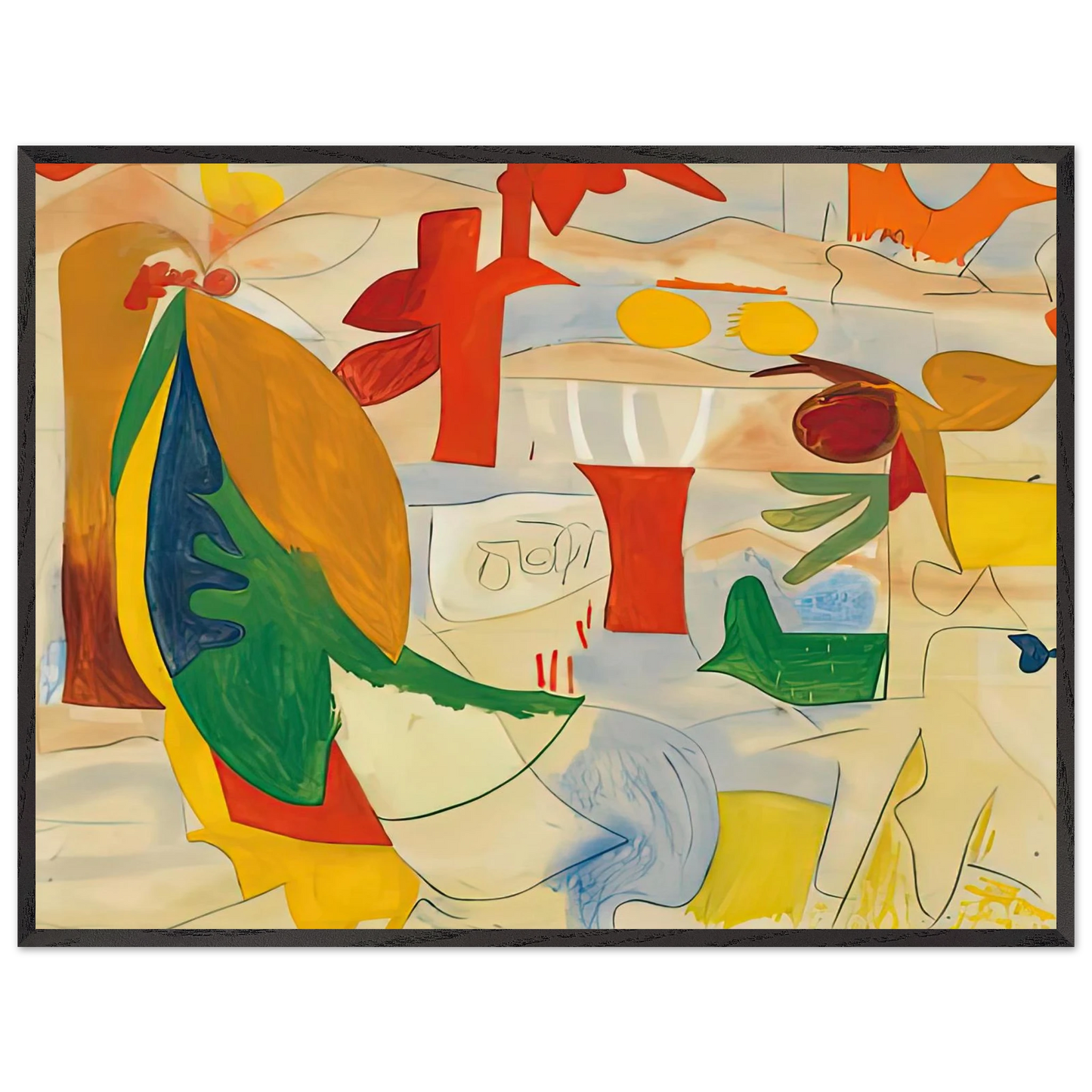 Helen Frankenthaler - Abstract Landscape, 1951- Wall Art - 60x80 cm / 24x32 inches - Premium Wooden Framed Poster With Fine Art Paper-canvas - White frame