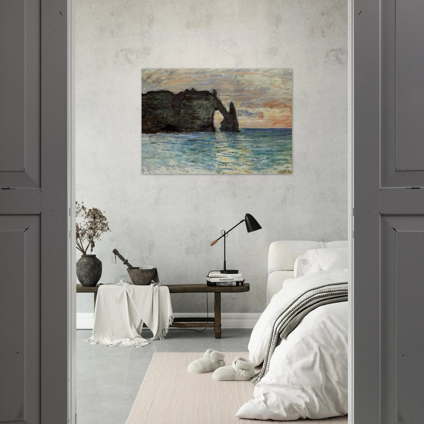 The Manneport, Cliff at Etretat - claude monet Brushed Aluminum Print - 70x100 cm / 28x40 inches | claude monet Aluminum Print | claude monet Prints