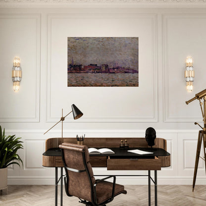 MORNING FOG OVER THE PORT OF VEER HOLLAND 1906 - Theo van Rysselberghe Brushed Aluminum Print - 70x100 cm / 28x40 inches | Theo van Rysselberghe Aluminum Print | Theo van Rysselberghe Prints