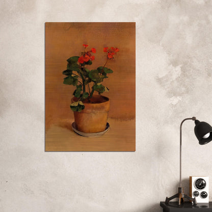 A POT OF GERANIUMS - Odilon Redon Brushed Aluminum Print - 70x100 cm / 28x40 inches | Odilon Redon Aluminum Print | Odilon Redon Prints