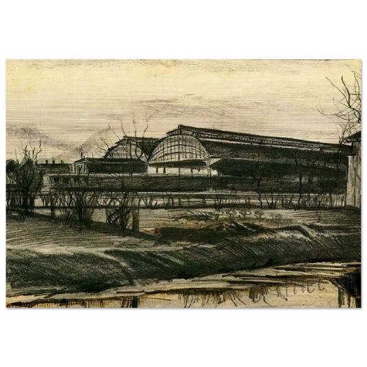 Station in The Hague - Vincent van Gogh Brushed Aluminum Print - 70x100 cm / 28x40 inches | Vincent van Gogh Aluminum Print | Vincent van Gogh Prints