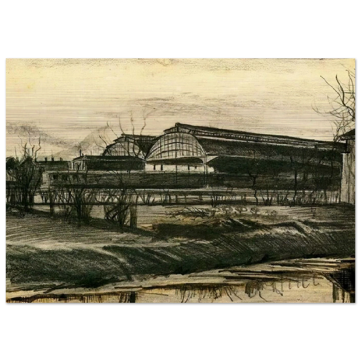 Station in The Hague - Vincent van Gogh Brushed Aluminum Print - 70x100 cm / 28x40 inches | Vincent van Gogh Aluminum Print | Vincent van Gogh Prints
