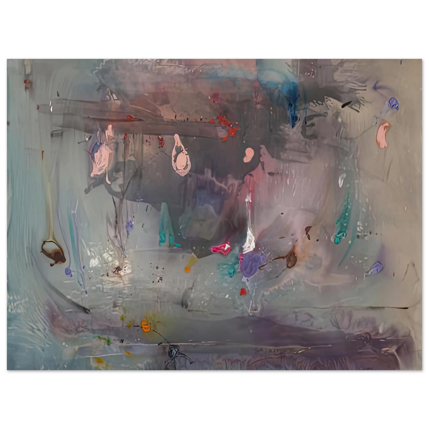 Helen Frankenthaler - Grey Fireworks, 1982- Wall Art - 21x29.7 cm / 8x12" - Fine Art Poster-canvas - -