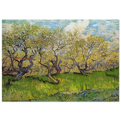 Orchard in Blossom - Vincent van Gogh Brushed Aluminum Print - 70x100 cm / 28x40 inches | Vincent van Gogh Aluminum Print | Vincent van Gogh Prints