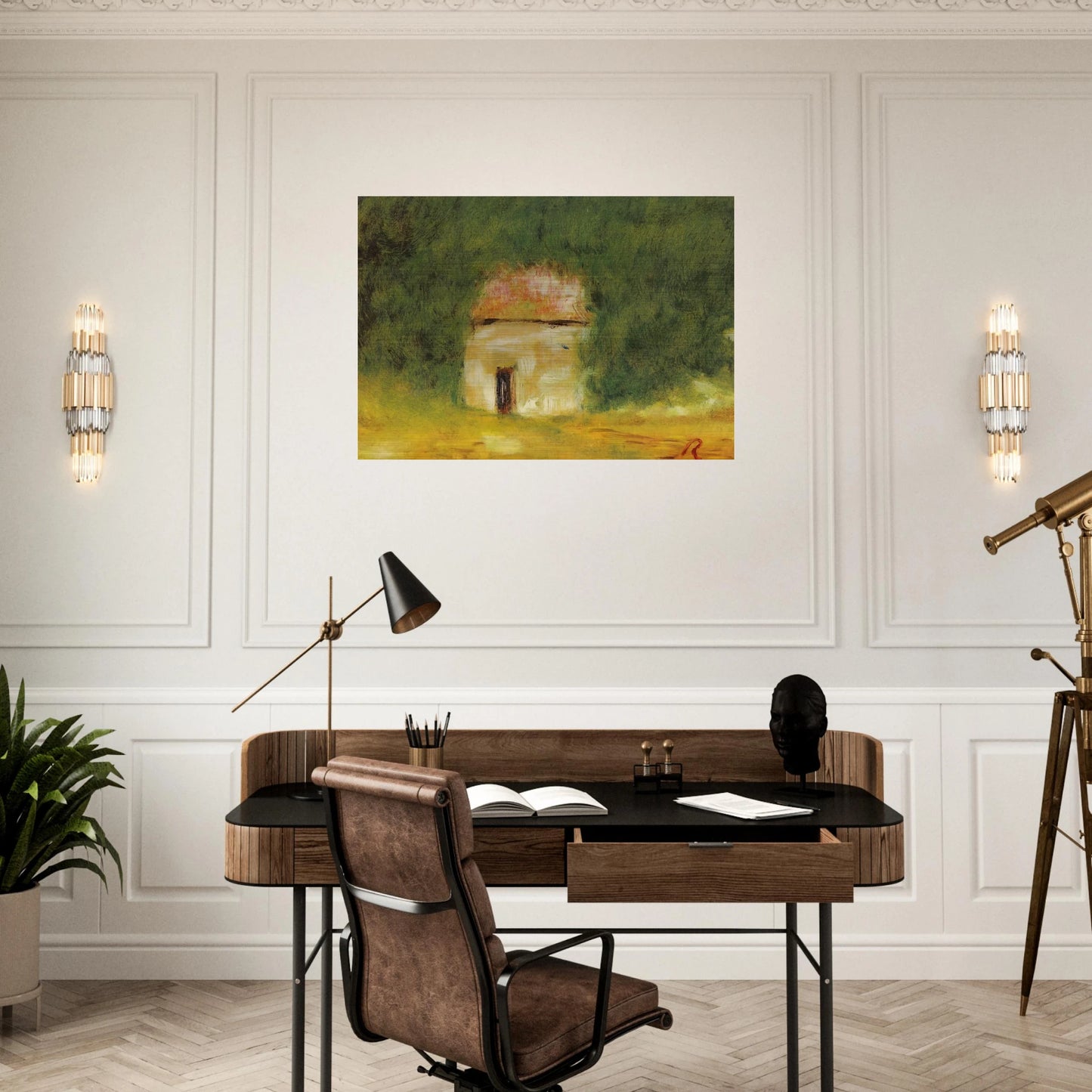 The Little House - Pierre-Auguste Renoir Brushed Aluminum Print - 70x100 cm / 28x40 inches | Pierre-Auguste Renoir Aluminum Print | Pierre-Auguste Renoir Prints