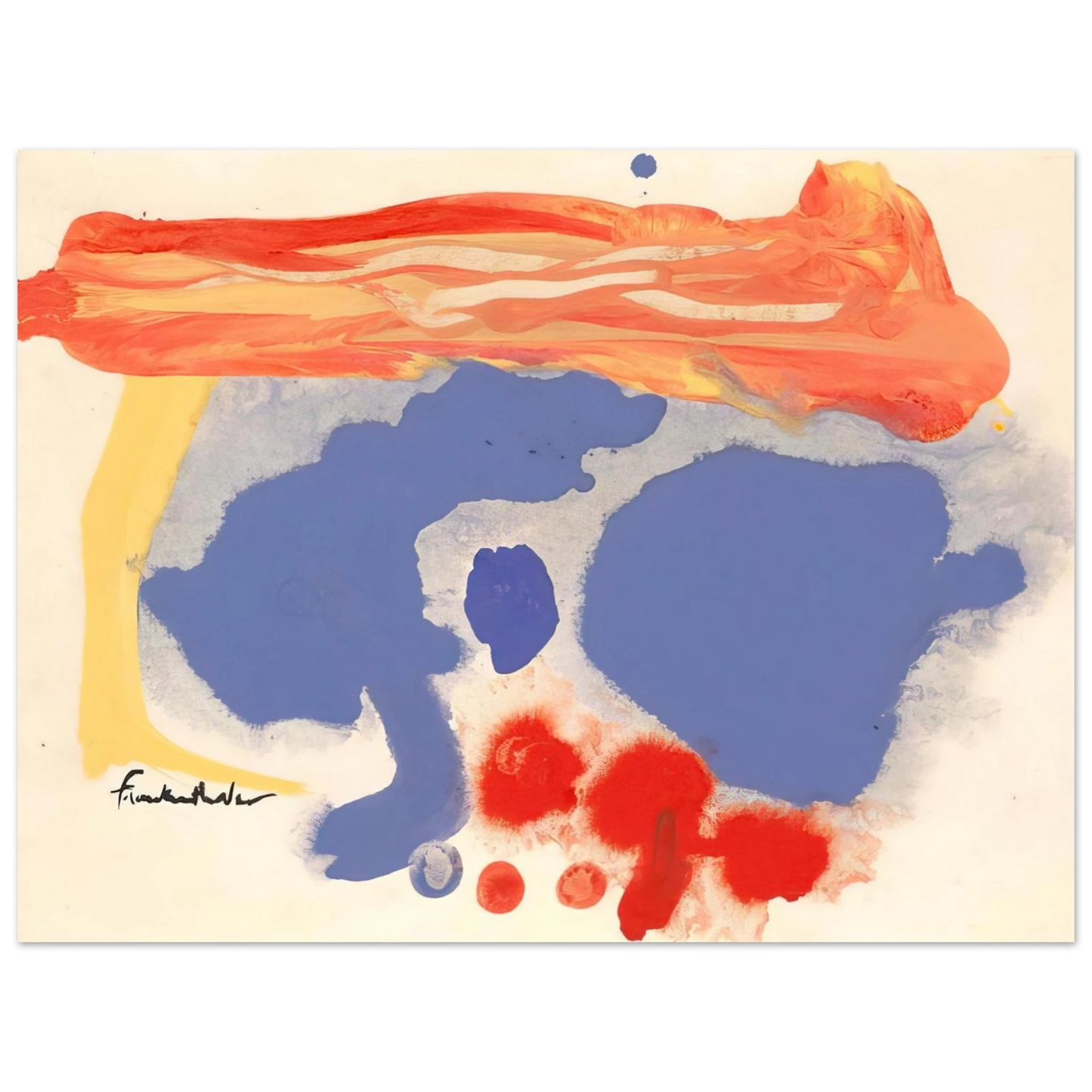 Helen Frankenthaler - Summerscene, Provincetown - 1961 Wall art - 27x35 cm / 11x14 inches - Premium Wooden Framed Poster With Fine Art Paper-canvas - White frame