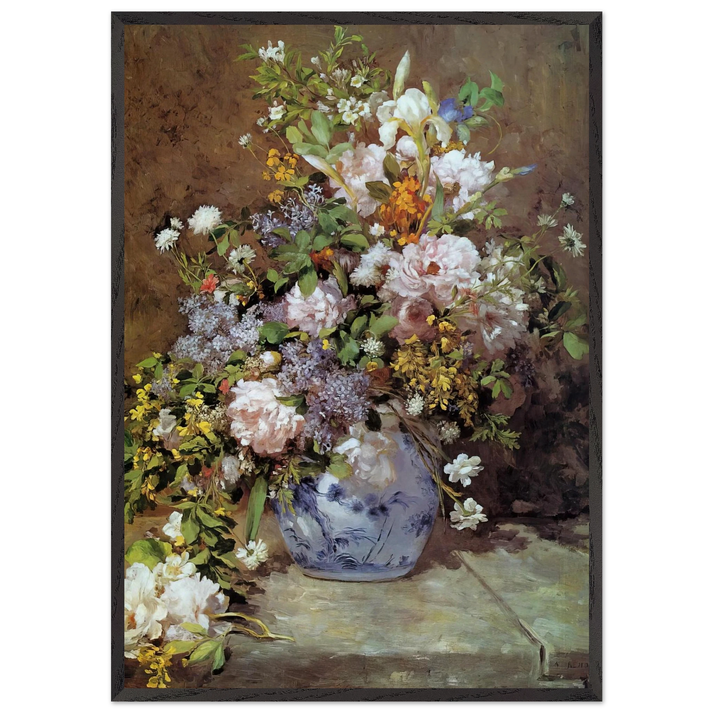Spring Bouquet - Pierre-Auguste Renoir 70x100 cm / 28x40 inches Framed Art Print – Black Wooden Frame