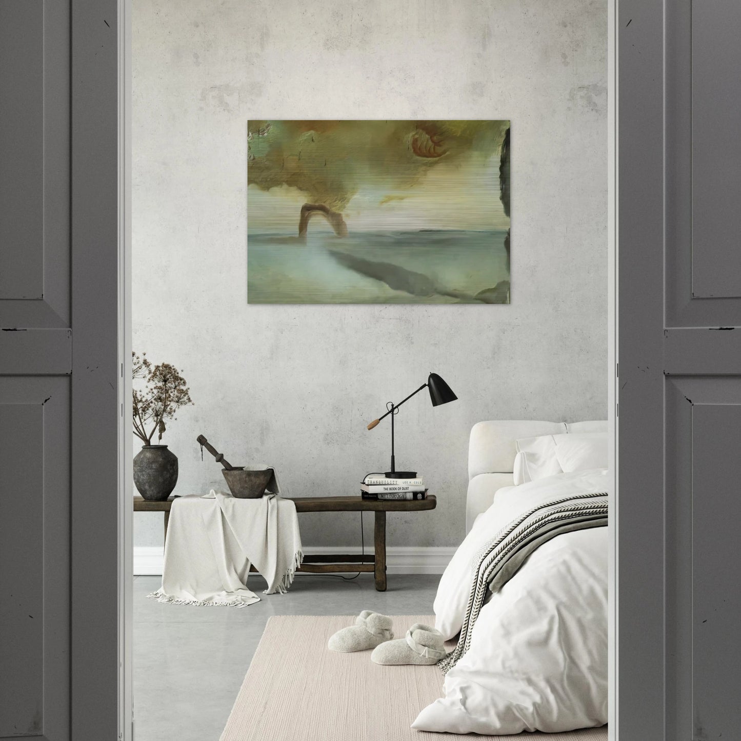LANDSCAPE WITH ROCK IN THE SHAPE OF A TRIUMPHAL ARCH - Salvador Dali Brushed Aluminum Print - 70x100 cm / 28x40 inches | Salvador Dali Aluminum Print | Salvador Dali Prints