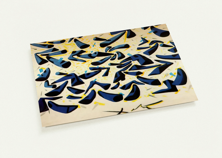 BLUE HORNS DESIGN FOR A SCARF By Salvador Dali Pack of 10 Post Cards | Salvador Dali Post Cards | A6 (10.5 x 14.8 cm) - 4.1 x 5.8 inches