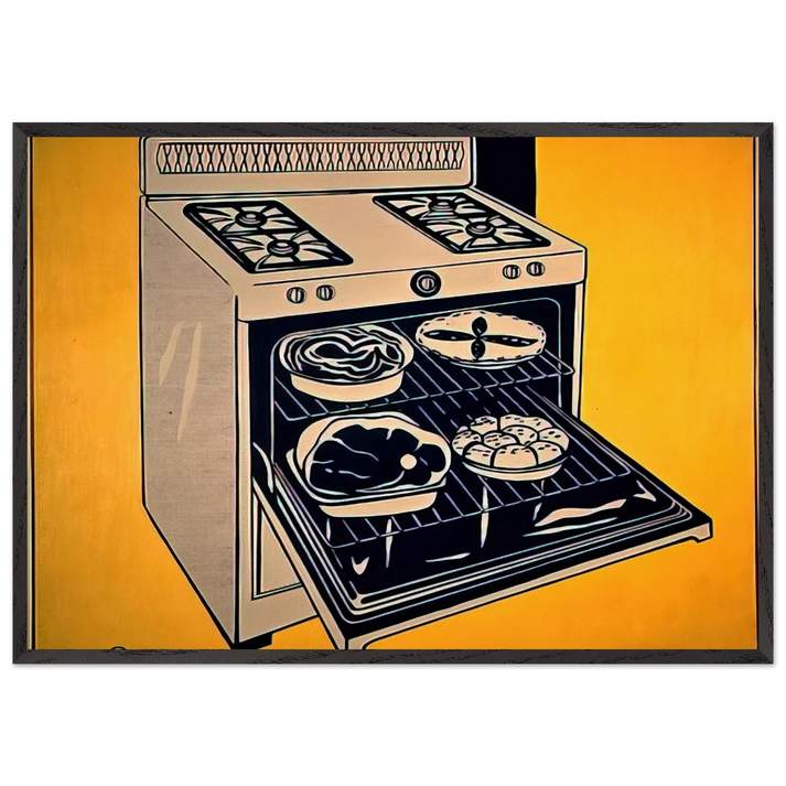 KITCHEN RANGE 1962 - Roy Lichtenstein 70x100 cm / 28x40 inches Framed Art Print – Black Wooden Frame