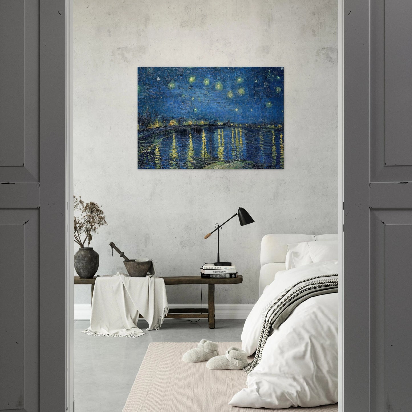 Starry Night Over the Rhone - Vincent van Gogh Brushed Aluminum Print - 70x100 cm / 28x40 inches | Vincent van Gogh Aluminum Print | Vincent van Gogh Prints