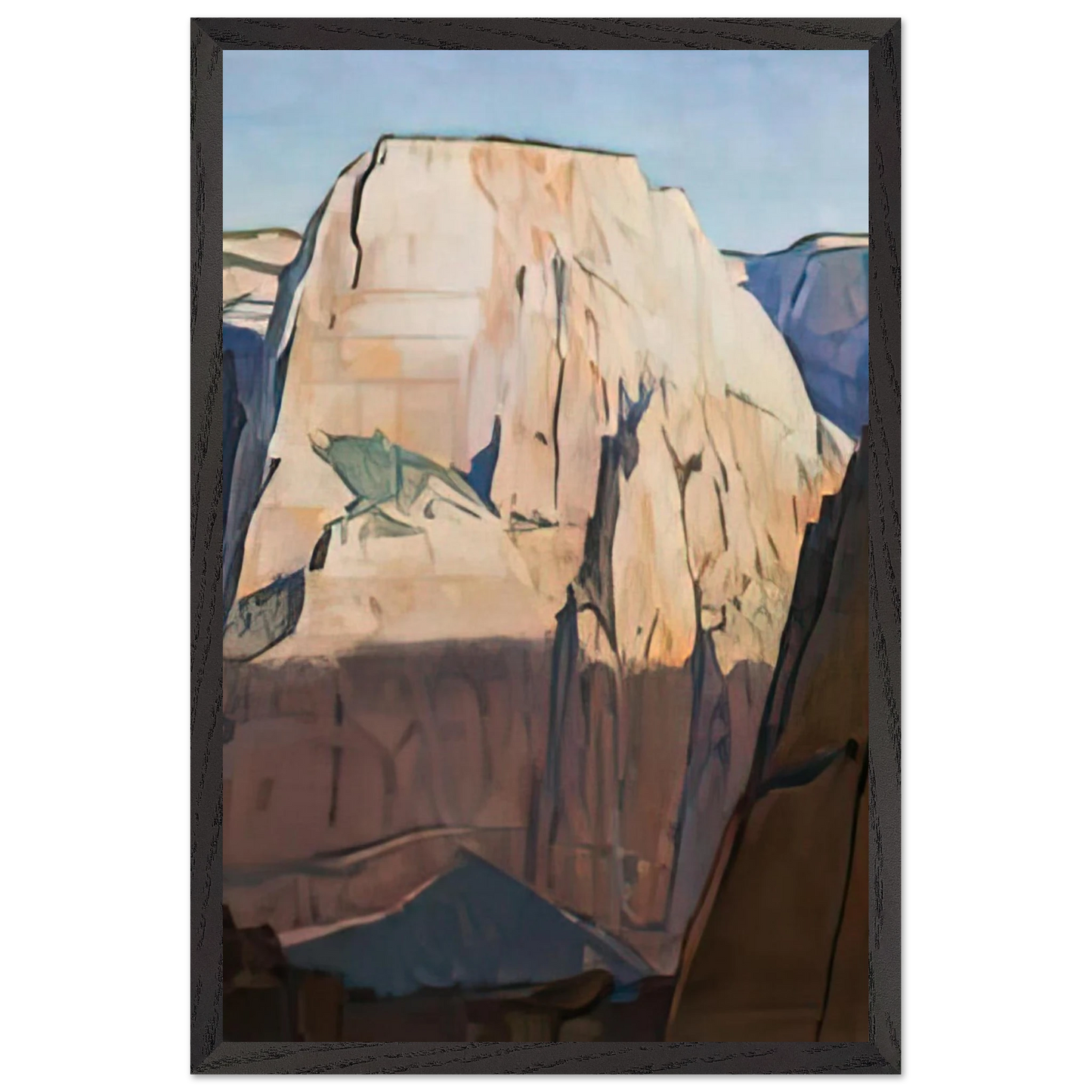 Maynard Dixon - GREAT WHITE THRONE ZION CANYON UTAH 1933 Wall art - 27x35 cm / 11x14 inches - Premium Wooden Framed Poster With Fine Art Paper-canvas - Black frame